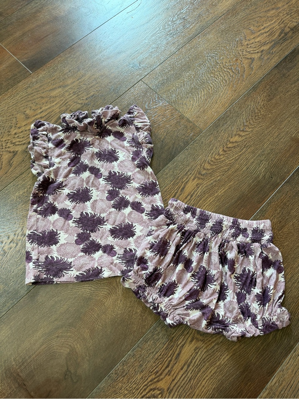 Kate Quinn Girls Floral Ruffle Tank and Bloomer Set - Purple Floral
